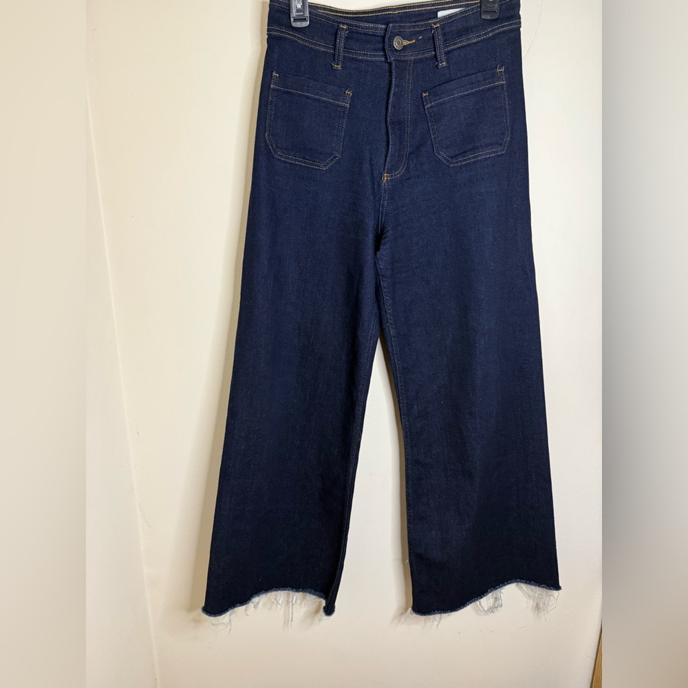 Zara Blue Flare Wide Leg Jeans